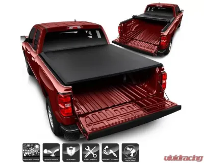 Xtune Black 77 Inch Short Bed Roll Up Style Tonneau Cover Chevrolet Silverado 1500 | 2500 2014-2018 - TC-RU-CS14-78