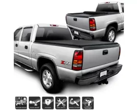 Xtune Black 78 Inch Short Bed Roll Up Style Tonneau Cover Chevrolet Silverado | GMC Sierra 1999-2007