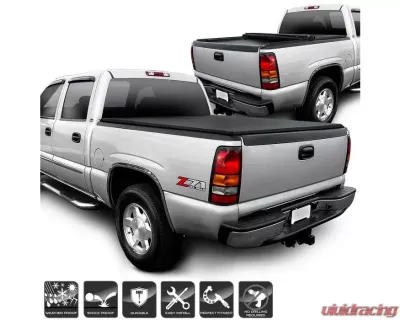 Xtune Black 78 Inch Short Bed Roll Up Style Tonneau Cover Chevrolet Silverado | GMC Sierra 1999-2007 - TC-RU-CS99-78