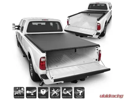 Xtune Black 78 Inch Short Bed Roll Up Style Tonneau Cover Ford Super Duty 1999-2015 - TC-RU-FS99-78