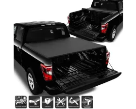 Xtune Black 67 Inch Bed Roll Up Style Tonneau Cover Nissan Titan 2016-2018