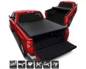 Xtune Black 77 Inch Short Bed Roll Up Style Tonneau Cover Toyota Tundra SR5 2014-2018