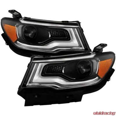 Xtune Black Lens LED DRL Projector Headlights Jeep Compass 2017-2020 - PRO-JH-JCOM17-AM-BK