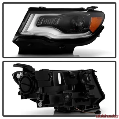 Xtune Black Lens LED DRL Projector Headlights Jeep Compass 2017-2020 - PRO-JH-JCOM17-AM-BK