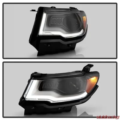 Xtune Black Lens LED DRL Projector Headlights Jeep Compass 2017-2020 - PRO-JH-JCOM17-AM-BK