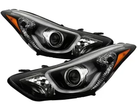 Xtune Black Halogen with LED DRL Headlight Hyundai Elantra 2011-2016