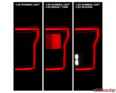 Xtune Fit Halogen OE Plus Raptor BSD Style LED Tail Lights Red Smoke Ford F150 2015-2020 - ALT-JH-FF15015-OEP-LED-RSM