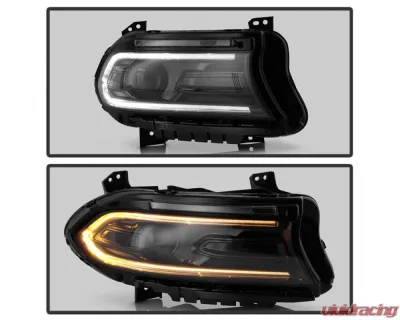 Xtune No Side Logo LED Signal DRL SwitchBack Halogen Headlight OE Right Dodge Charger 2022-2023 - HD-JH-DCH22-OE-BK-R