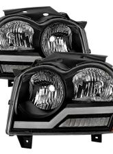 Xtune Headlights w/ LED Light Bar Black Jeep Grand Cherokee 2005-2007                                     - HD-JH-JGC05-LB-BK - Image 11