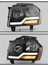 Xtune Headlights w/ LED Light Bar Black Jeep Grand Cherokee 2005-2007                                     - HD-JH-JGC05-LB-BK - Image 11