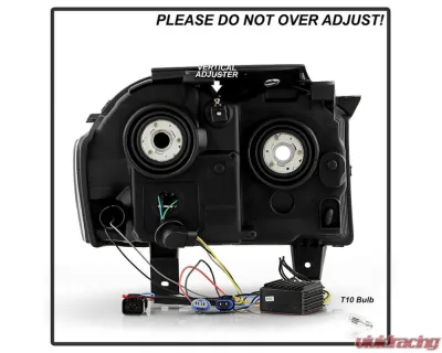 Xtune Headlights w/ LED Light Bar Black Jeep Grand Cherokee 2005-2007 - HD-JH-JGC05-LB-BK