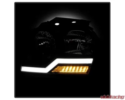 Xtune Headlights w/ LED Light Bar Black Jeep Grand Cherokee 2005-2007 - HD-JH-JGC05-LB-BK