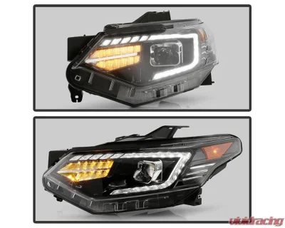 Xtune Xenon HID Models DRL LED Light Bar Projector Headlights Black Chrome Chevrolet Traverse 2018-2021 - PRO-JH-CTRA18-LB-BC