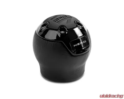 MOMO Nero Black Leather Black Chrome Insert w/ Reverse Lock-Out Shift Knob - NERBK1-R