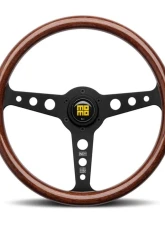 MOMO Mahogany Wood Indy Black Heritage Steering Wheel                                     - IND35MA0B - Image 2