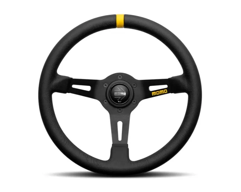 MOMO MOD. 08 330mm Steering Wheel Black Anodized Leather - R1908/33L