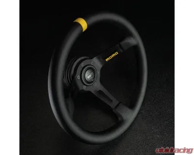MOMO MOD. 08 330mm Steering Wheel Black Anodized Leather - R1908/33L