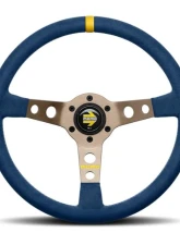 MOMO MOD. 07 350mm Blue Microfiber Brushed Anthracite Anodized Single Yellow Stripe Steering Wheel                                     - R1905/35MBL - Image 3