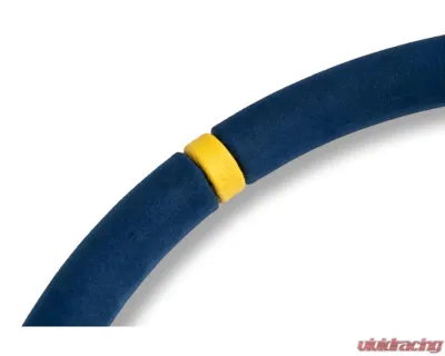 MOMO MOD. 07 350mm Blue Microfiber Brushed Anthracite Anodized Single Yellow Stripe Steering Wheel - R1905/35MBL