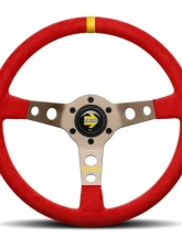 MOMO MOD. 07 350mm Red Microfiber Brushed Anthracite Anodized Single Yellow Stripe Steering Wheel                                     - R1905/35MR - Image 4