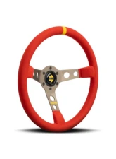 MOMO MOD. 07 350mm Red Microfiber Brushed Anthracite Anodized Single Yellow Stripe Steering Wheel                                     - R1905/35MR - Image 3