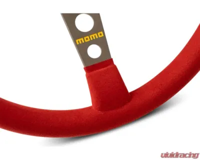 MOMO MOD. 07 350mm Red Microfiber Brushed Anthracite Anodized Single Yellow Stripe Steering Wheel - R1905/35MR