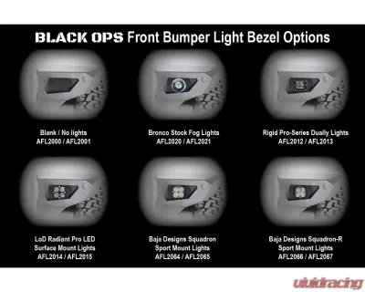 LOD Black Ops Blank Front Light Bezel Pair Bare Steel Ford Bronco 2021-2022 - AFL2000