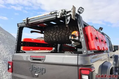 LoD Offroad Black Ops Bed Rack Black Powder Coated Tire Carrier Mount Jeep Gladiator JT Destroyer 4-Door 2020-2022 - JTC2021