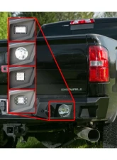 LOD 6" Black Texture Round Rear Bumper Hella 500FF Light Bezels GMC 2500 | 3500 2015-2019                                     - GRL1001 - Image 2