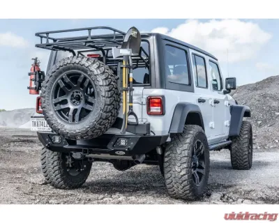 LOD Black Texture Destroyer Shorty Rear Bumper  w/ Tire Carrier Jeep JL Wrangler 2018-2022 - JBC1801