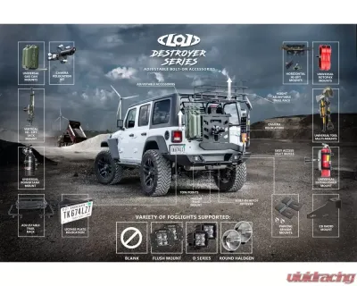LOD Black Texture Destroyer Full Width Rear Bumper  w/ Tire Carrier Jeep JL Wrangler 2018-2022 - JBC1841