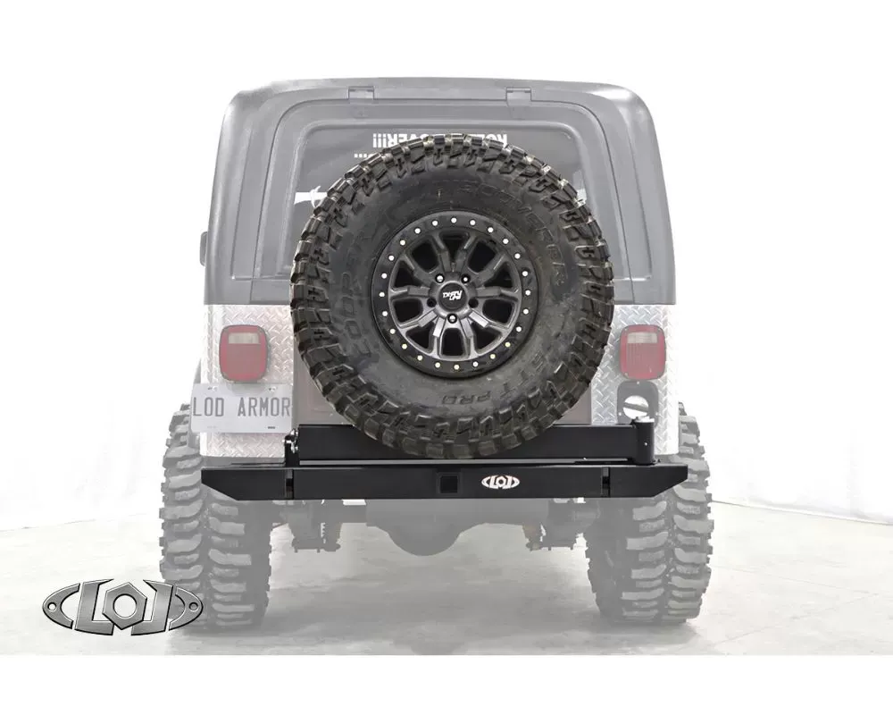 LOD Black Texture Destroyer Expedition Series Rear Bumper w/ Tire Carrier Jeep Cj-7 1976-1986 - JBC7621