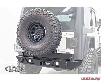 LOD Black Texture Destroyer Rear Bumper w/ Tire Carrier Jeep Wrangler 1987-2006 - JBC9641