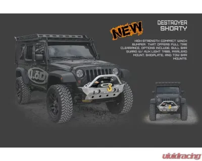 LOD Black Texture Destroyer Shorty Front Bumper w/o Guard Jeep JK Wrangler 2007-2017 - JFB0701