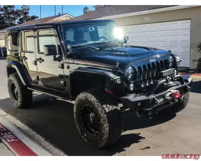 LOD Black Texture Signature Series Mid Width Front Bumper, Setup for Warn Power Plant Winch Only w/ Bull Bar Jeep JK Wrangler 2007-2017 - JFB0747