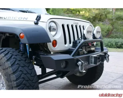 LOD Black Texture Signature Series Mid Width Front Bumper, Setup for Warn Power Plant Winch Only w/ Bull Bar Jeep JK Wrangler 2007-2017 - JFB0747