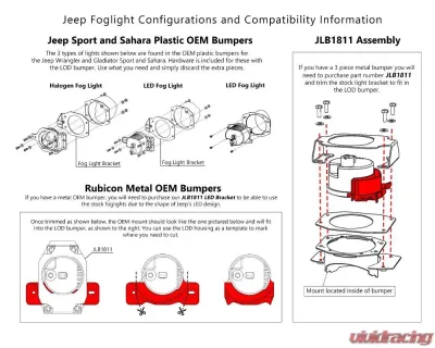 LOD Led Mount Kit (For Rubicon/Steel Bumper Only) Jeep JL | JT 2018-2022 - JFB1845