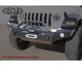 LOD Bare Steel Signature Series Full Width Front Bumper, Setup for Warn Power Plant Winch Only w/ Bull Bar