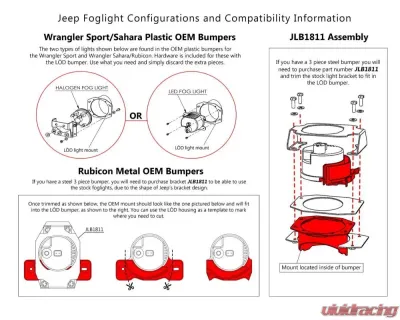 LOD Led Mount Kit (For Rubicon/Steel Bumper Only) Jeep JL | JT 2018-2022 - JLB1811