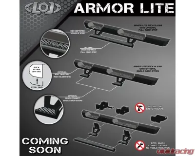 LOD Armor Lite Rocksliders 4 Door Skid Plates (Pair) Jeep Jt Gladiator 2020-2022 - JSP2061