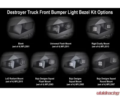 LOD Destroyer Truck Baja Squadron Flush Light Bezel Black Texture Chevrolet Silverado | GMC Sierra | Ram 2500 | 3500 010-2020 - MFL2063
