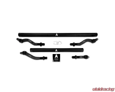 Apex Chassis Dana 44 2.5 Ton Black Aluminum Tie Rod & Drag Link Flip Kit Jeep Wrangler | Gladiator 2018-2021 - KIT120-Dana44-YesFlip