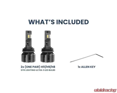 GTR Lighting White H11 | H9 | H8 Pair Ultra 3 LED Bulb - GTR.LED801