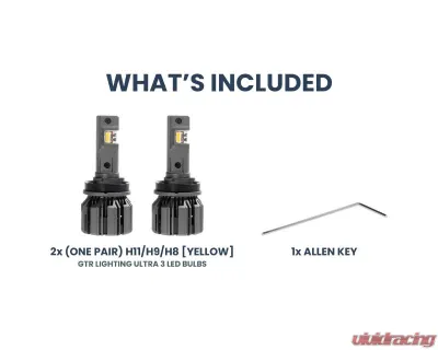 GTR Lighting Yellow H11 | H9 | H8 Pair Ultra 3 LED Bulb - GTR.LED802