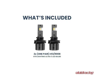 GTR Lighting White H13 | 9008 Hi-Lo Pair Ultra 3 LED Bulb - GTR.LED809