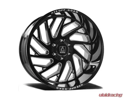 Axe Wheels Zeus Wheel 22x12 8x165 -44mm Gloss Black Milled - 22128165-44ZEUBM