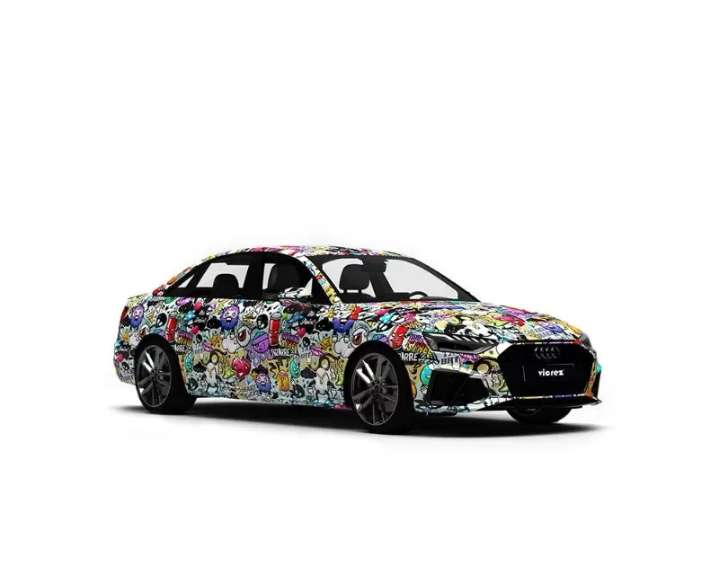 Vicrez Vinyl Car Wrap Film vzv10824-M Matte White Base Graffiti Sticker Plaster Pattern 5ft x 65ft - vzv10824-M