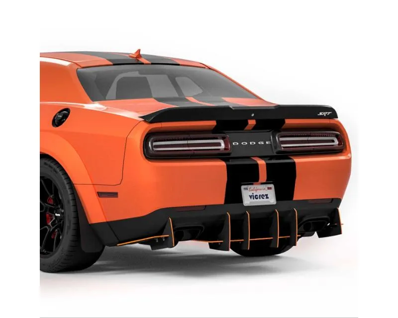 Vicrez Genali VR2 Rear Diffuser Satin Black Ice (Vinyl) Dodge Challenger 2008-2023 - vz102633-SBI