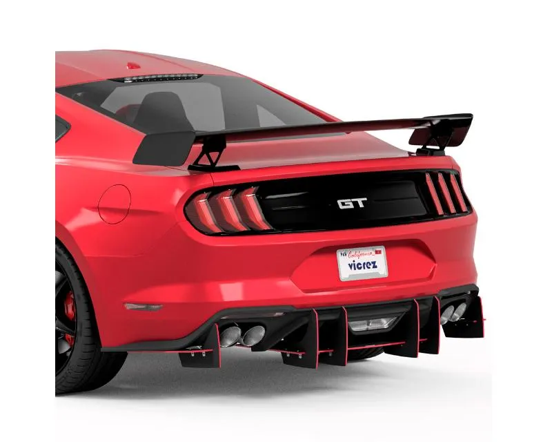 Vicrez Genali VR2 Rear Diffuser Dry Carbon Fiber (Vinyl) Ford Mustang 2015-2023 - vz102636-DC