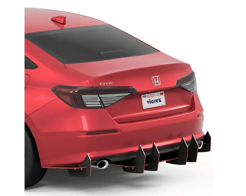Vicrez Centa VR2 Rear Diffuser Satin Black Ice (Vinyl) Honda Civic 2021-2023 - vz102651-SBI